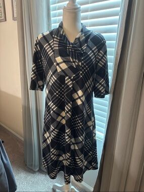 R&K Black and White Plaid Fit-and-Flare Dress